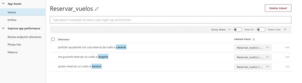 Intent microsoft luis